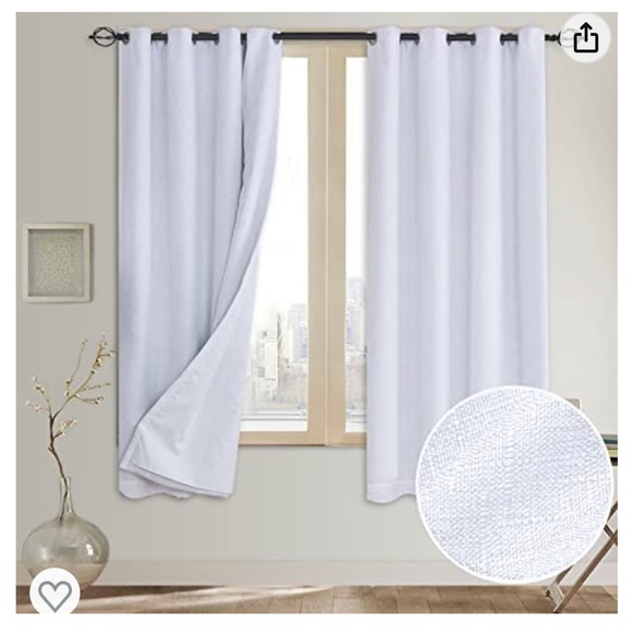 Rose Home Fashion - Primitive linen look White Blackout Curtain - 2 panels 50x63 - Picture 3 of 3
